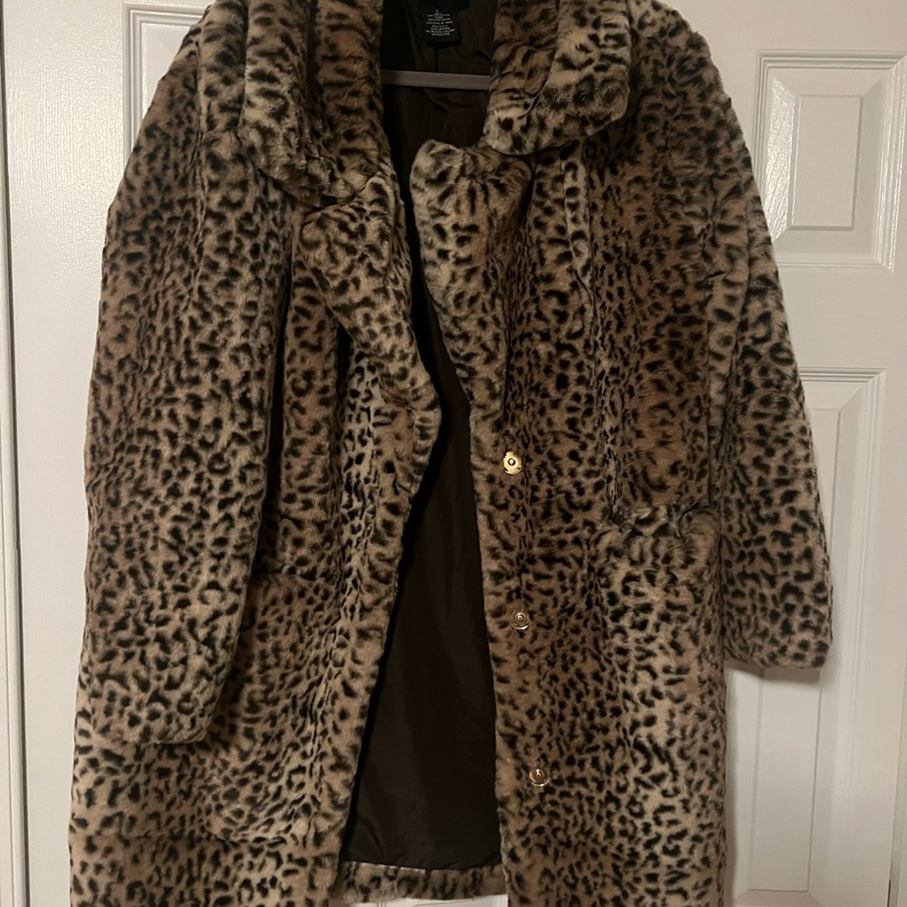 Leopard Print Faux Fur Coat